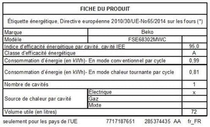 CUISINIERE INDUCTION BEKO FSE68302MWC