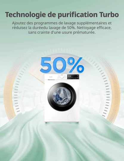 ' Machine a Laver 10KG Classe A-30% 1400RPM Smart Wash CF10EWP07W | App Commande Intelligente, Healthguard, Steam Wash, Laine, Poils D'Animaux, Turbo, Rapide 15'/45', Lavage De Nuit, Parfum+