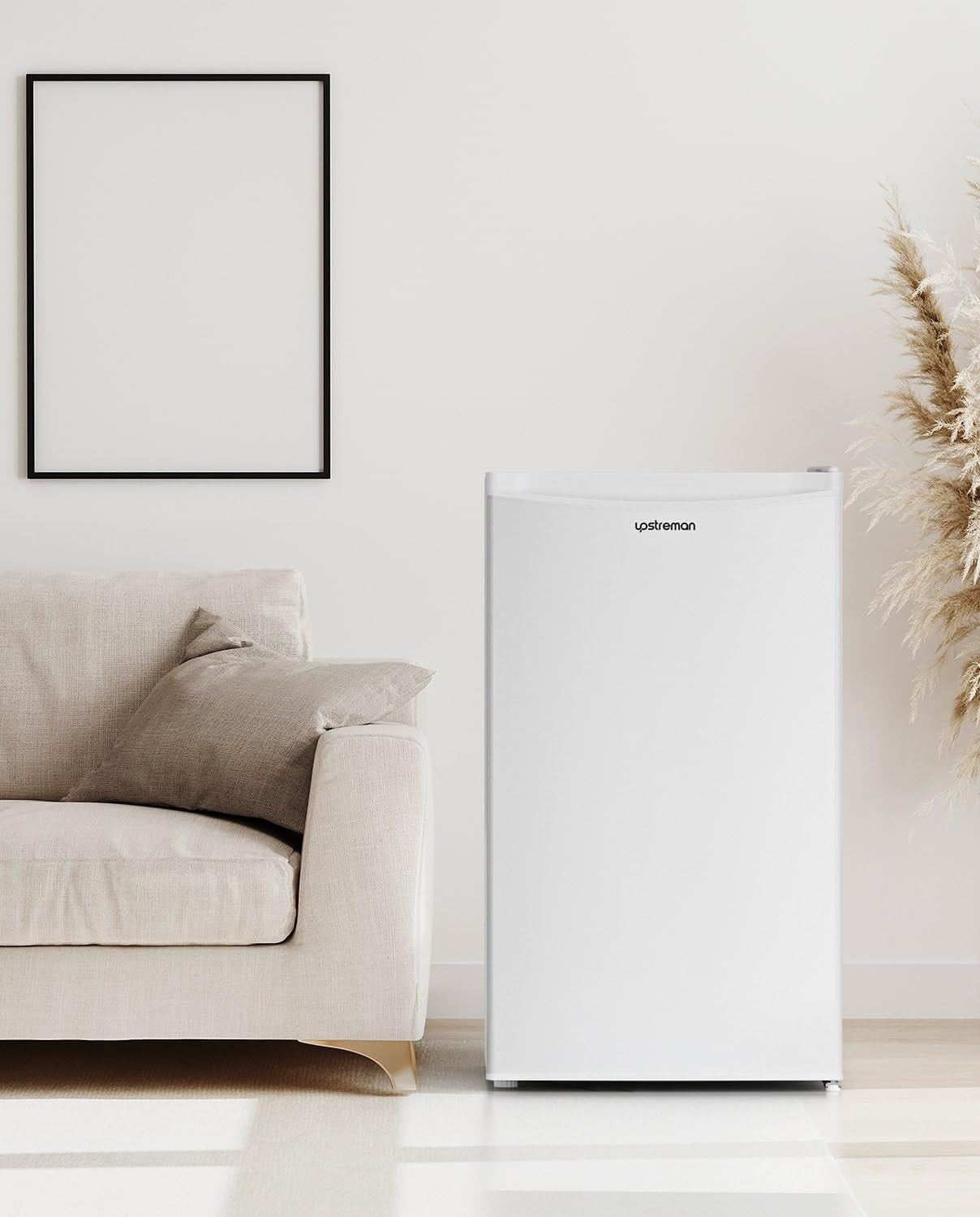 Upstreman Réfrigérateur 91 L Avec Congélateur Et Compartiment À Légumes, Thermostat Réglable, Mini Réfrigérateur Pour Dortoir, Bureau, Chambre, Blanc - BR321