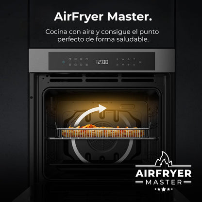 Four Encastrable Pyrolytique 60Cm Bolero Hexa P506000 Matt A+. 3400W, Capacité De 81L, 11 Fonctions Avec Airfryer Master, Pizza Master, 3D Cooking, Steam Base X2, Pyrolyse