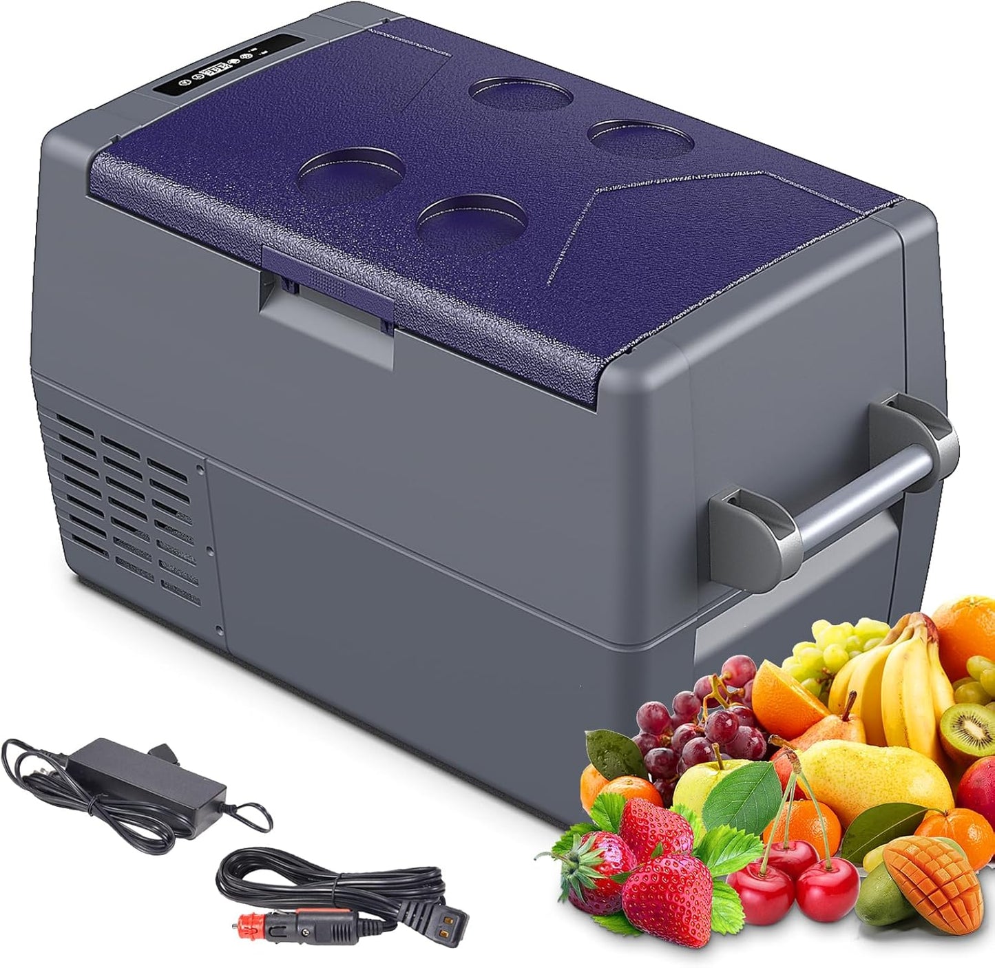 Glacière Electrique Portable, Réfrigérateur À Compresseur 45L, Camping Congélateur(-20℃~+20℃), Porte Amovible, 12/24V DC Et 220-240V AC, Pour Voiture, Camion, Bateau, Véhicules, Camping, Gris