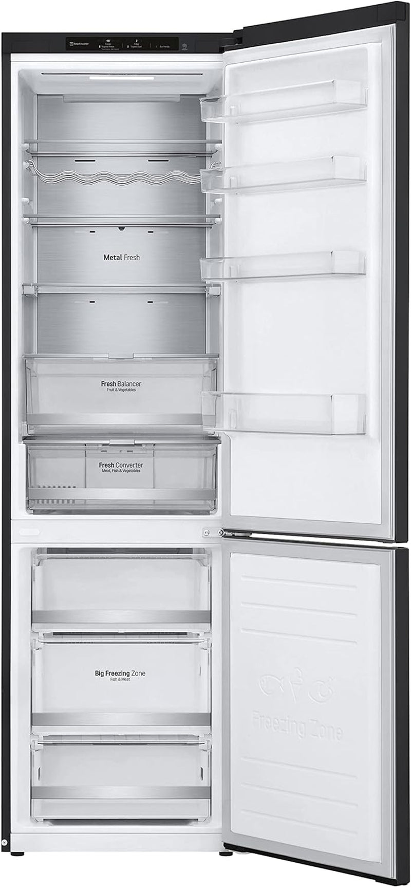Electronics GBB72MCVBN Réfrigérateur-Congélateur - Capacité Utile : 384 L - Classe D'Efficacité Énergétique - Noir Mat - 203 Cm - Compresseur Linéaire Inverseur - Noir Mat Métallisé