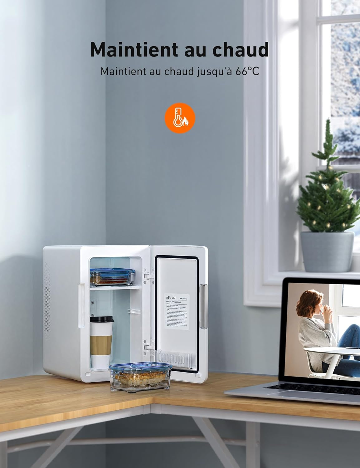 Mini Frigo De Chambre 2.0 6L, Mini Frigo 8 Canettes 330Ml, Mini Réfrigérateur Voiture Portable 12V/220V, Petit Frigo Cosmetique, Skincare, Fonction Chaud/Froid, Cadeau Femme Homme (Blanc)