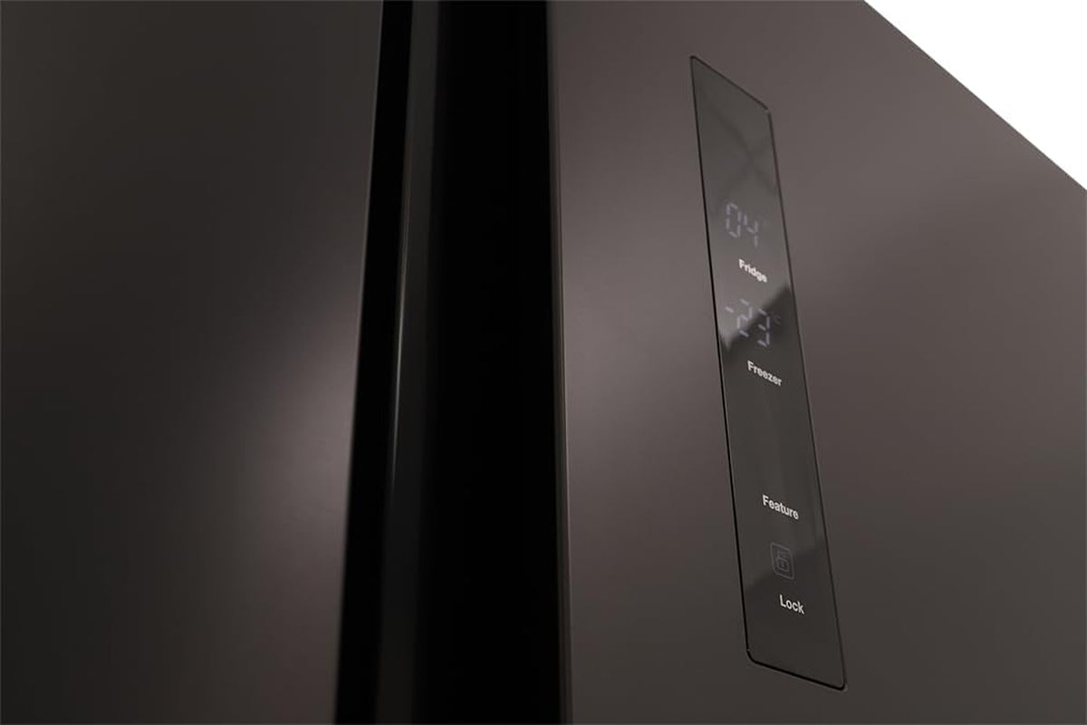 Respekta Réfrigérateur-Congélateur Côte À Côte En Acier Noir AC178BS-18 / H:178 Cm L:91 Cm/Compartiment Réfrigérateur De 331 L/Congélateur De 174 L/Technologie No Frost Intégrée.