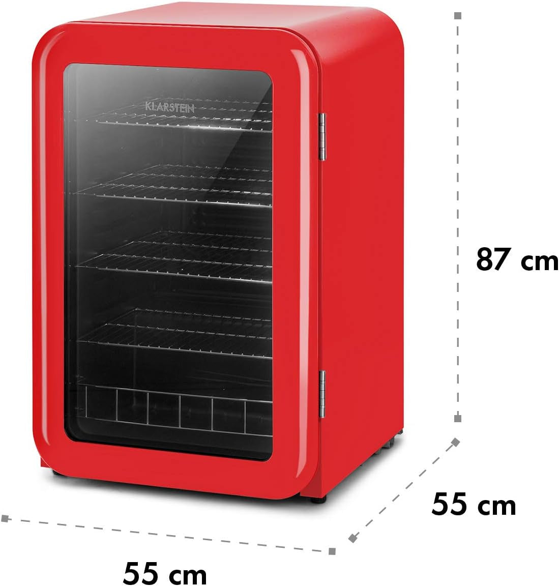 Poplife Refroidisseur De Boissons - Mini-Bar, Réfrigérateur Rétro, 0-10°C, Seulement 39 Db, 115 L, Écologique, Porte À Double Vitrage, Design Rétro, Rouge
