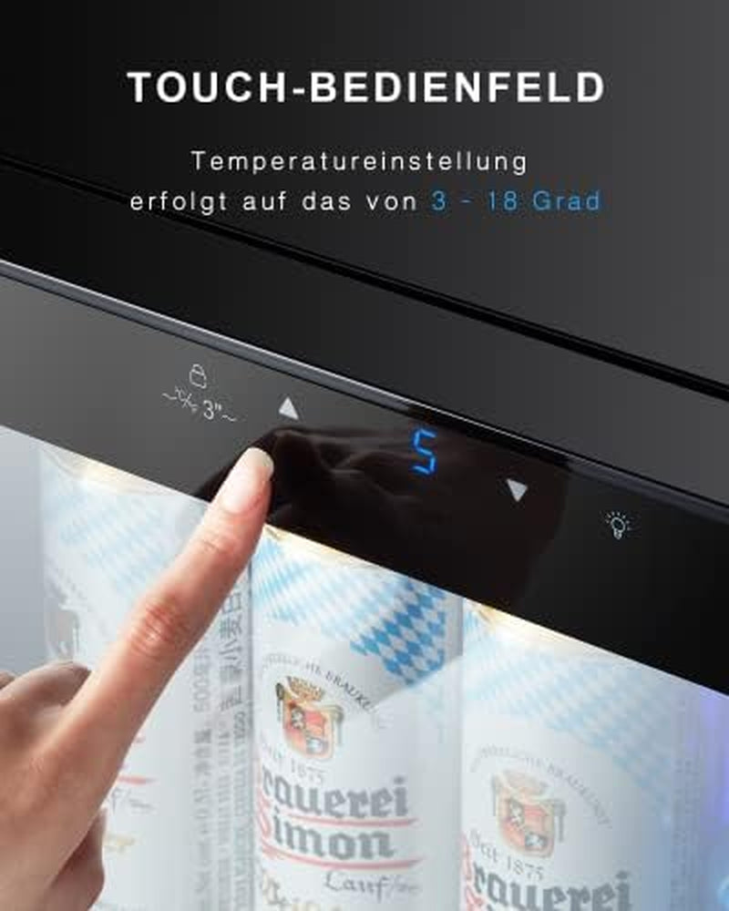 Réfrigérateur À Boissons KRC-86GE Avec Panneau De Commande Tactile, Zone De Refroidissement 3-18°C, Réfrigérateur À Bouteilles 86 Litres, Éclairage Intérieur LED Bleu, 41 Db