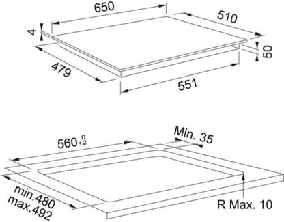 108.0606.108, Table De Cuisson À Induction Smart (FSM 654 I B BK), Black Glass