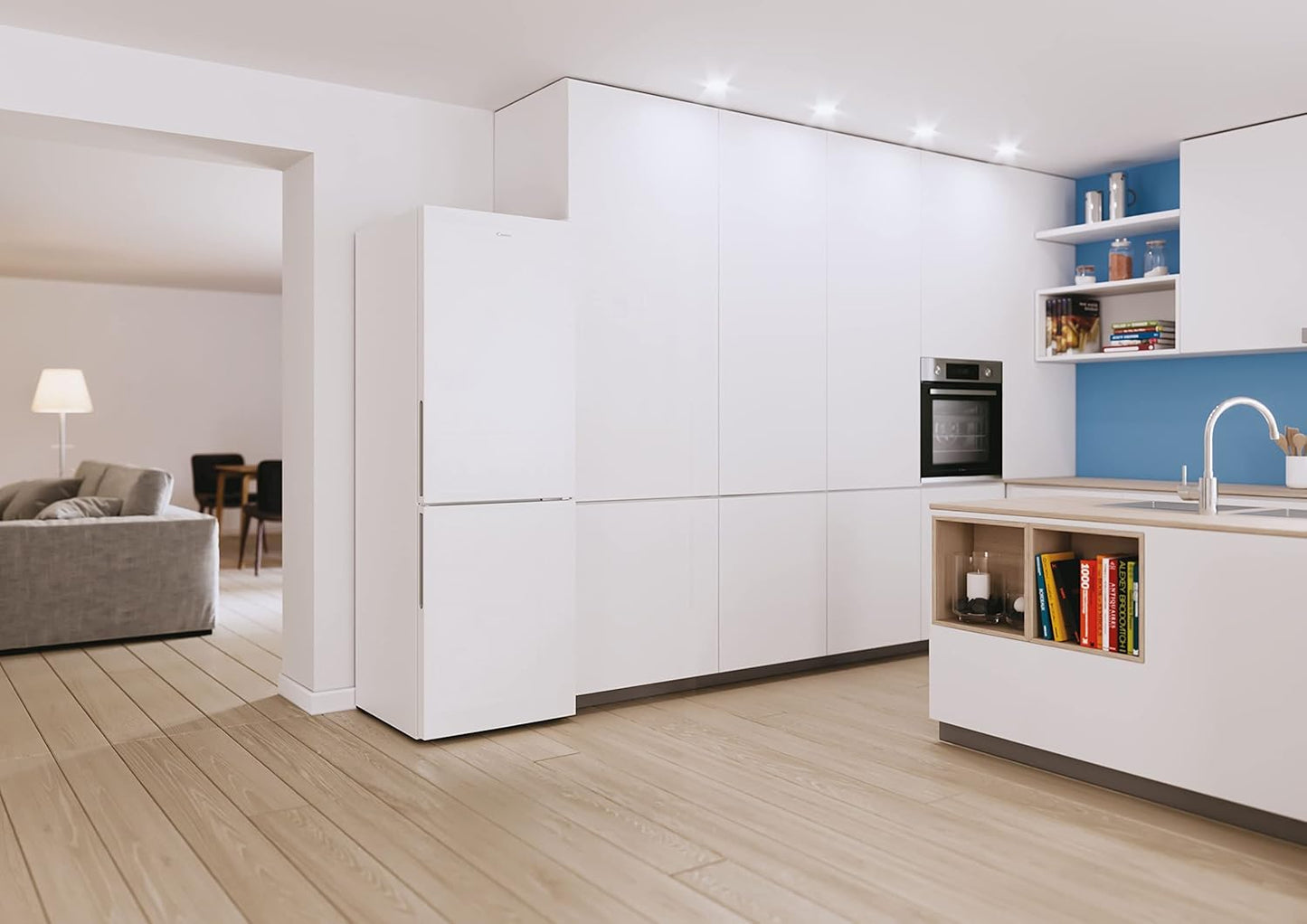 CCE4T618EW Réfrigérateur Combiné - Total Nofrost Circle+, 344L, Stockage Flexible, Wi-Fi, Étagères Safety Glass, Lumières LED, Portes Réversibles, 39 Dba, Classe E, Blanc