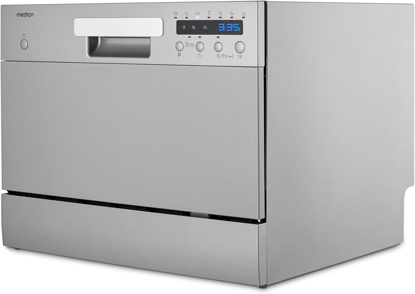 Lave-Vaisselle De Table (Capacité 6 Couverts, 7 Programmes De Nettoyage, Affichage LED, 47 Db, MD37496) Argent