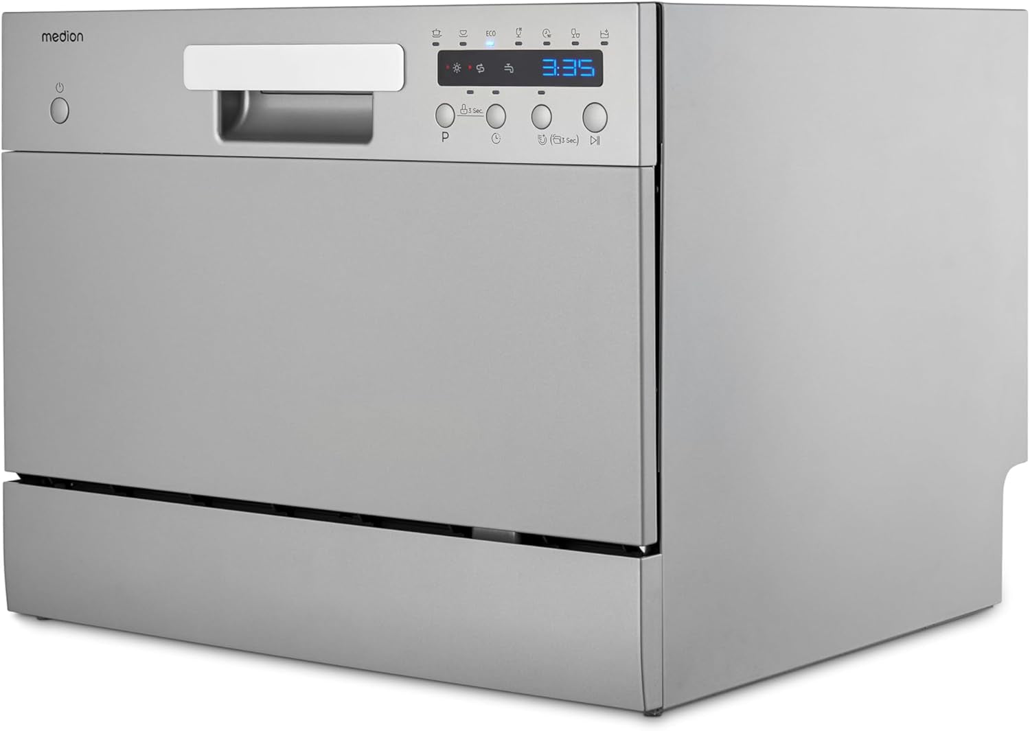 Lave-Vaisselle De Table (Capacité 6 Couverts, 7 Programmes De Nettoyage, Affichage LED, 47 Db, MD37496) Argent