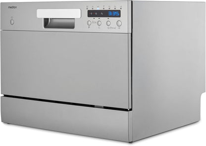 Lave-Vaisselle De Table (Capacité 6 Couverts, 7 Programmes De Nettoyage, Affichage LED, 47 Db, MD37496) Argent
