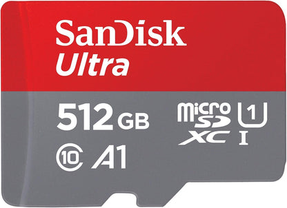 Ultra Microsdxc + Adaptateur SD 512 Go (Pour Android Smartphone Et Tablette, Video Full HDD, Jusqu'À 150 Mo/S, UHS-I, La Performance A1, V10,Class 10, U1) | Adaptateur Inclus, Jusqu'À 150 Mo/S, UHS-I, U1, Classe 10, A1, Vidéo Full HD