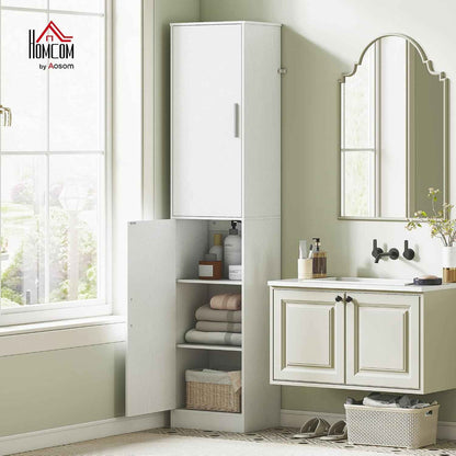 Meuble De Salle De Bain Colonne Étroit 40 X 35 X 180 Cm Blanc | 2 Portes, 4 Étagères Réglables, Meuble De Rangement, Pour Salon, Toilette, Petits Espaces
