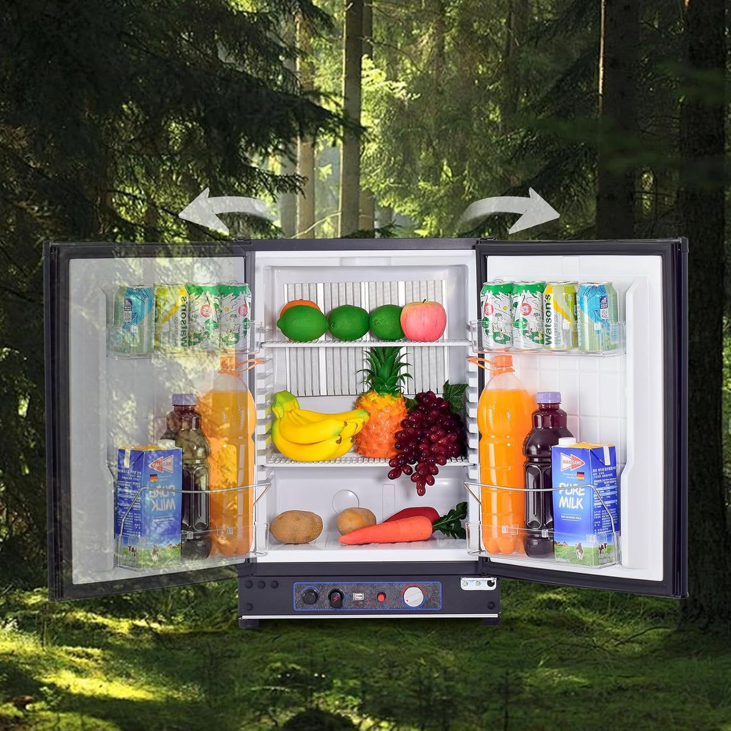 Frigo Gaz 60L, Frigo Trimixte 12V/220V/Gaz, Frigo Portable Silencieux, Idéal Pour Camping-Car, Caravane, Maison De Vacances, Mobile-Home, Noir