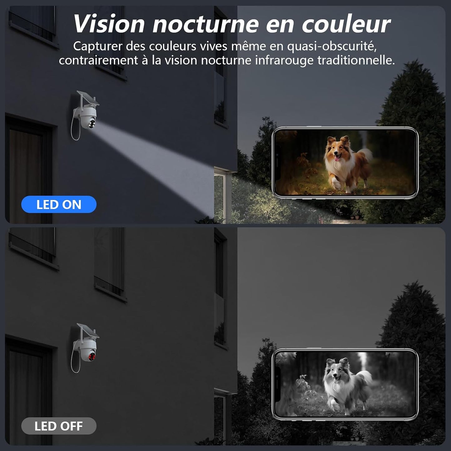 2K 3MP Camera Surveillance Wifi Exterieure Sans Fil 2,4 Ghz, R1-2P | Camera Exterieur Sans Fil Solaire, Alerte Instantanée PIR, Suivi Intelligent, Vision Nocturne, Audio Bidirectionnel, Alexa