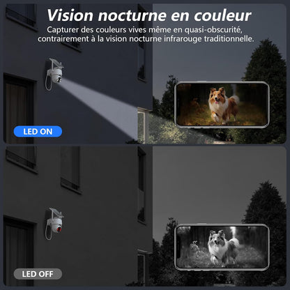 2K 3MP Camera Surveillance Wifi Exterieure Sans Fil 2,4 Ghz, R1-2P | Camera Exterieur Sans Fil Solaire, Alerte Instantanée PIR, Suivi Intelligent, Vision Nocturne, Audio Bidirectionnel, Alexa