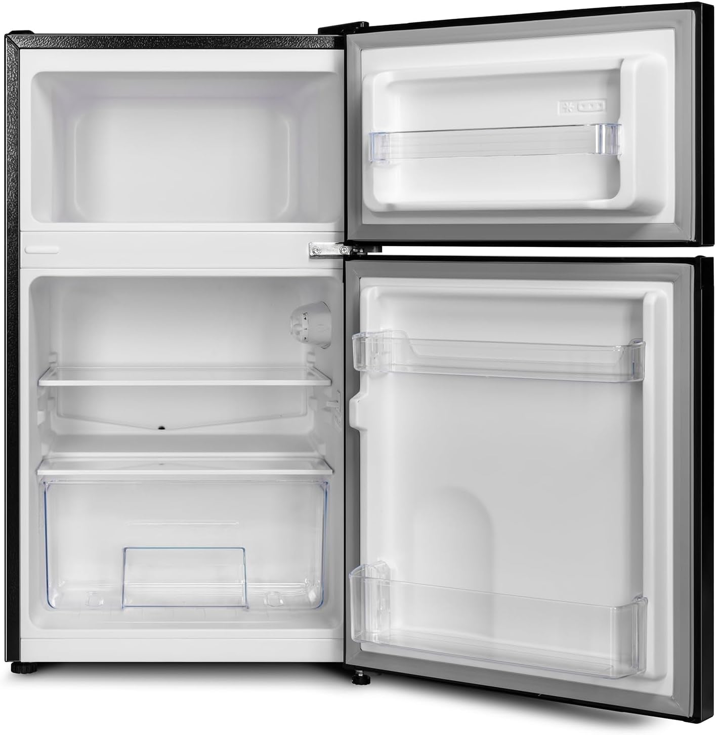 FTM86L4E Réfrigérateur Congélateur, 86 L (61/25), Petit Réfrigérateur Avec 2 Portes, Congélation 4 Étoiles, Casier À Bouteilles, Thermostats Réglables, Faible Bruit, Foncé 2023