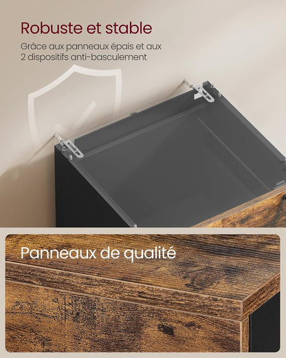 Custos Collection - Meuble De Bureau, Meuble De Rangement, Support Pour Imprimante, Avec 3 Tiroirs Verrouillables, Tringles Réglables, Compatible Avec Formats A4, Marron Rustique OFC055KD01