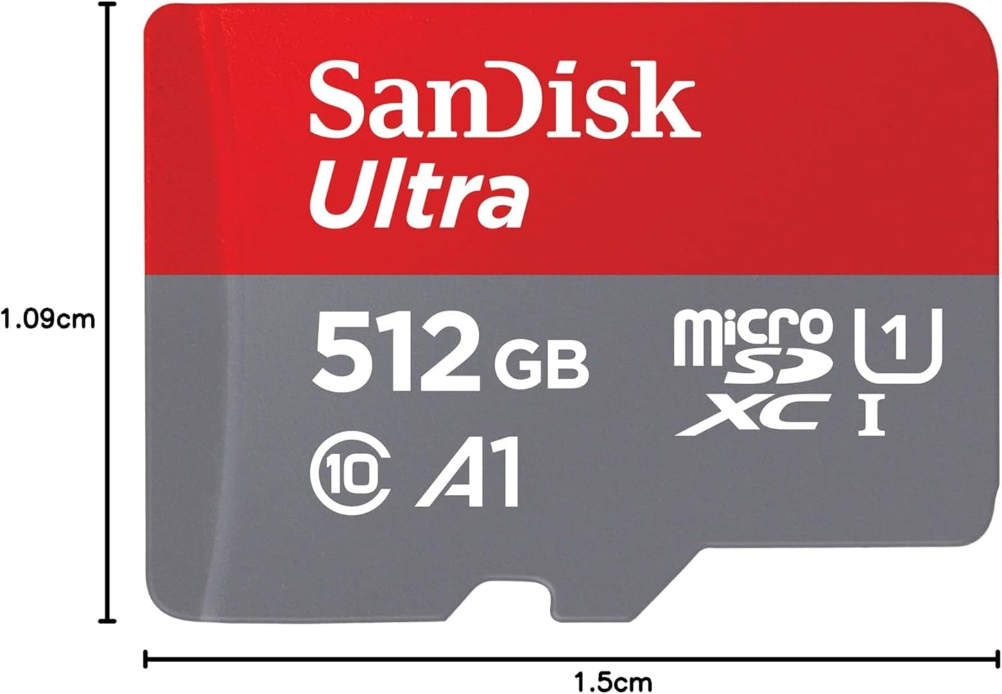 Ultra Microsdxc + Adaptateur SD 512 Go (Pour Android Smartphone Et Tablette, Video Full HDD, Jusqu'À 150 Mo/S, UHS-I, La Performance A1, V10,Class 10, U1) | Adaptateur Inclus, Jusqu'À 150 Mo/S, UHS-I, U1, Classe 10, A1, Vidéo Full HD