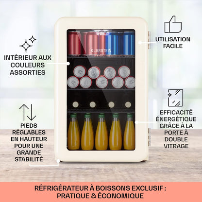 Mini Frigo De Chambre De 70L Pour Boissons Et Bieres, Petit Frigo Silencieux, Mini Bar Intérieur/Ext, Petit Refrigérateur Camping, Stockage De Vins Et Boisssons, Étagères Amovibles, 0-10°C