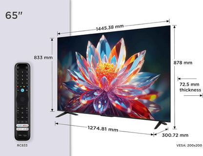 TCL 65T6C 65” QLED 4K HDR TV, Fire TV (Téléviseur Intelligent Avec Dolby Vision Et Atmos, HDR10+, Appuyez Et Demandez À Alexa)
