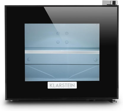 Frosty Mini Frigo Réfrigérateur Compact Pour Boissons Et Fromages 10 L 65 W Classe B (Température 12-18 °C, Porte En Verre À Isolation Double, 30 Db, Éclairage Intérieur) - Noir