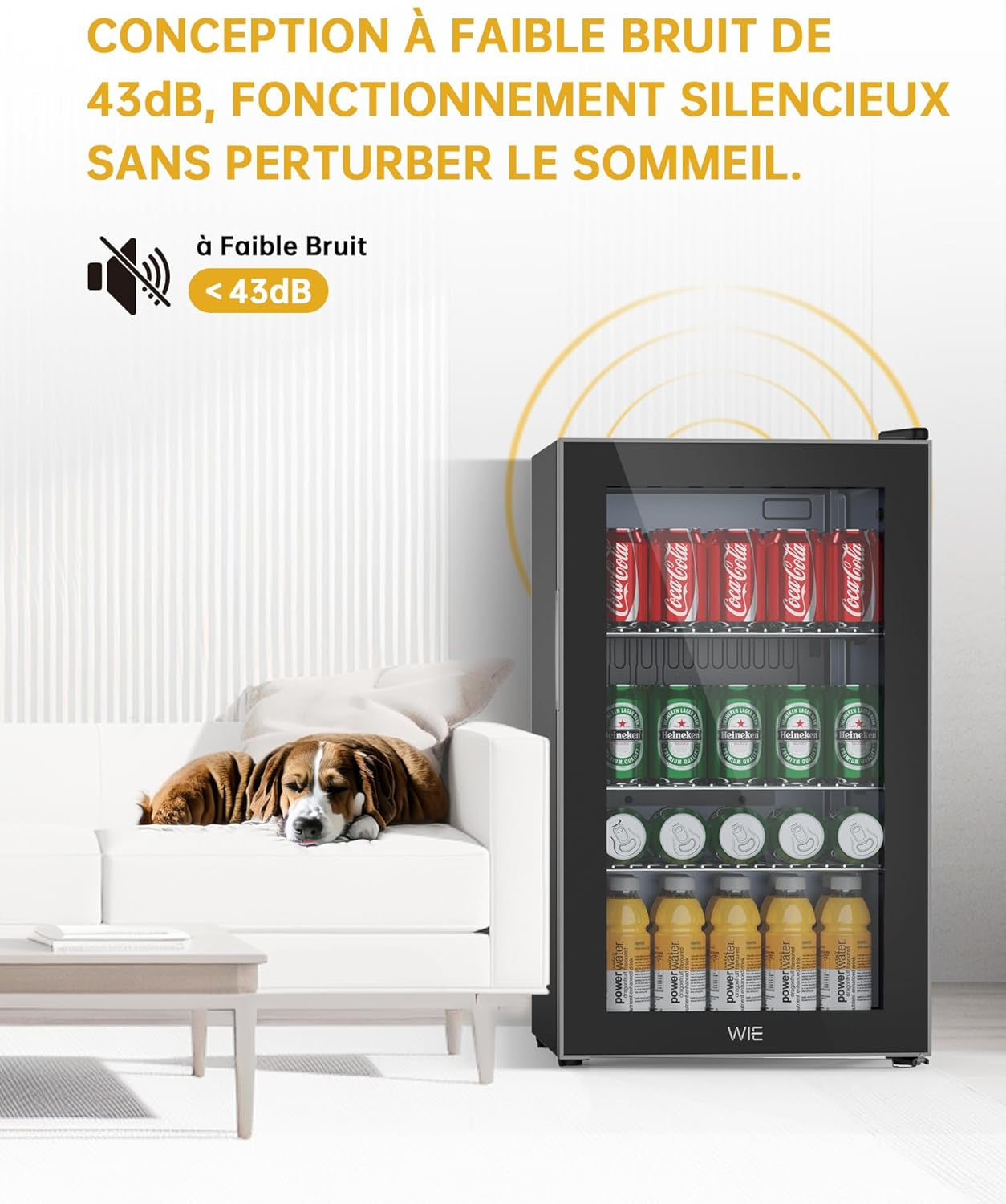 Mini Réfrigérateur Boissons 63L Mini Frigo De Chambre Avec Double Porte Vitrée, Etagères Réglables, Silencieux Petit Frigo Pour Maison/Chambre/Bureau/Cuisine