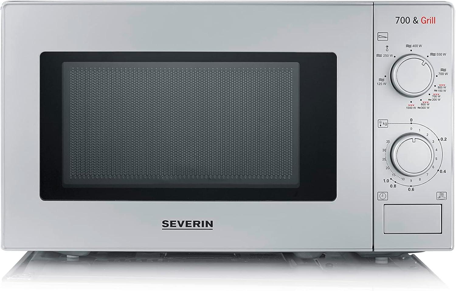 Four À Micro-Ondes Gril 20 L, Four Micro-Onde Avec 9 Niveaux De Puissance, Jusqu'À 1000 W, Micro-Onde Avec Grille, Minuteur 35 Min, Plateau Tournant Amovible (Ø 25,4 Cm), Argent, MW 7900