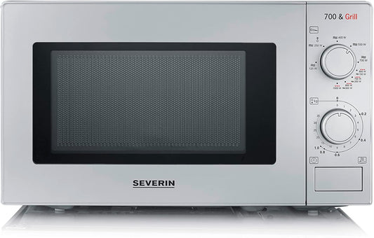 Four À Micro-Ondes Gril 20 L, Four Micro-Onde Avec 9 Niveaux De Puissance, Jusqu'À 1000 W, Micro-Onde Avec Grille, Minuteur 35 Min, Plateau Tournant Amovible (Ø 25,4 Cm), Argent, MW 7900