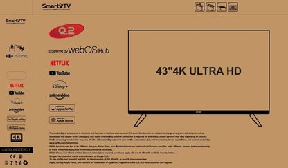 Téléviseur Intelligent 43" 4K UHD LED – Smart TV Avec Webos, HDR, Wi-Fi, Bluetooth.