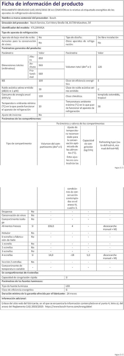 R�FRIG�RATEUR TABLE-TOP 106+14L CLASSE E BLANC
