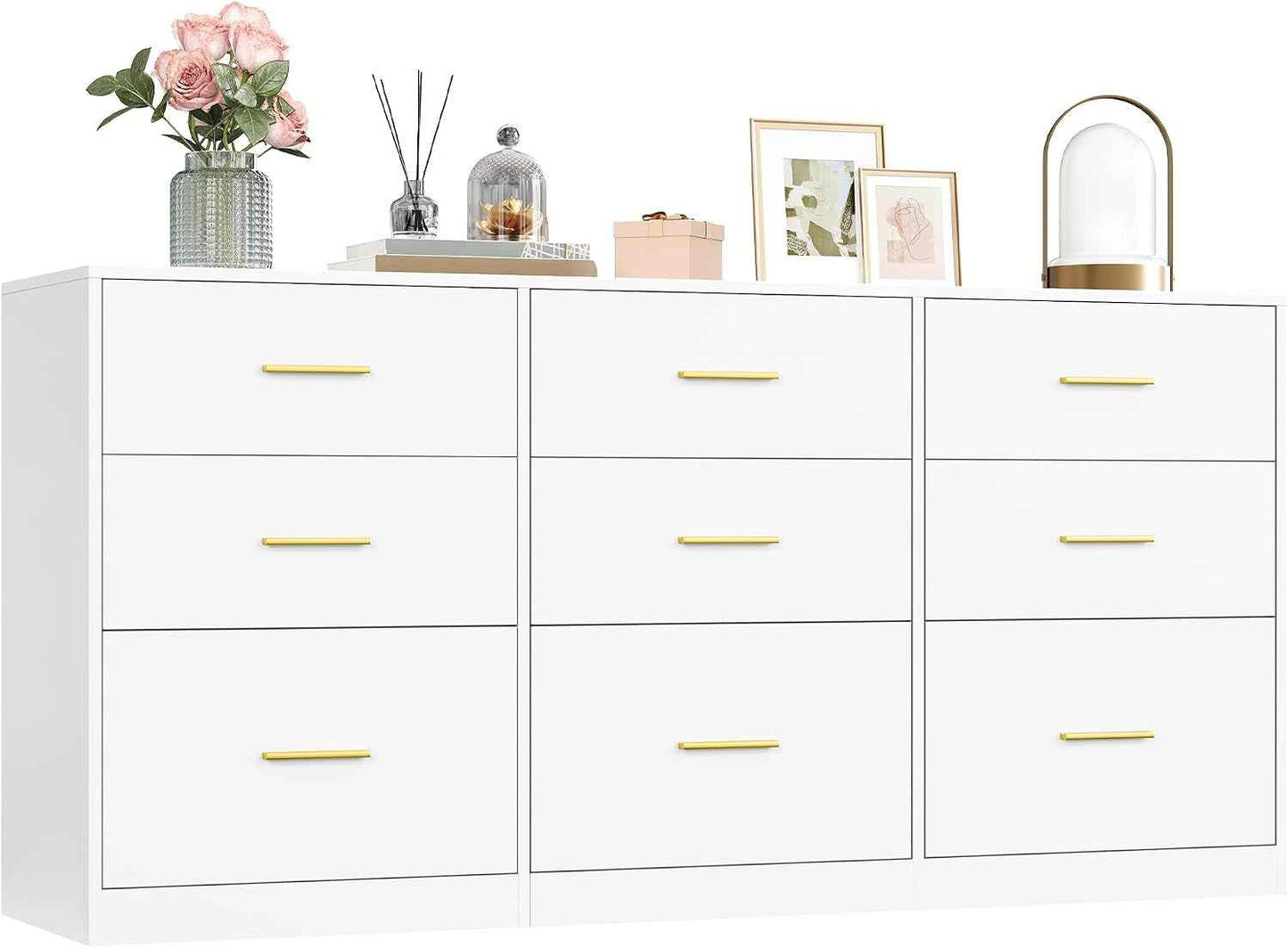 Custos Collection - Commode De Chambre, Armoire À Tiroirs Pour Dressing, Style Moderne, Meuble TV Pour Salon, 9 Tiroirs, 40 X 160,2 X 78 Cm, Blanc Nuage LTS419WB01
