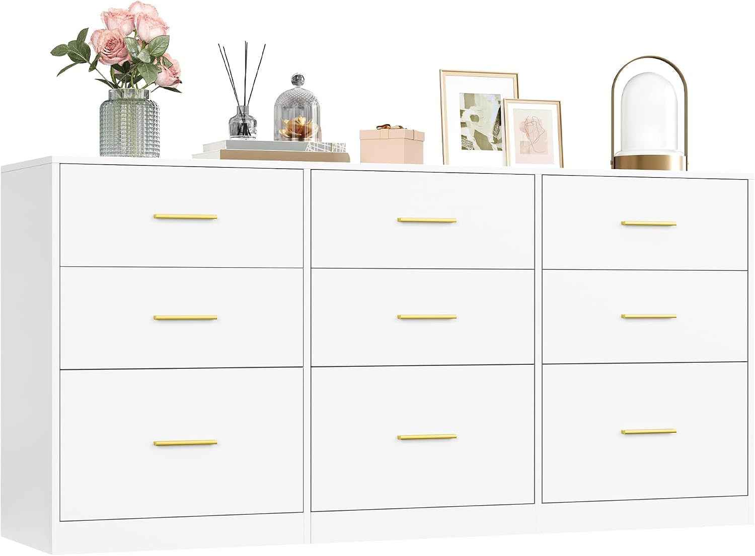 Custos Collection - Commode De Chambre, Armoire À Tiroirs Pour Dressing, Style Moderne, Meuble TV Pour Salon, 9 Tiroirs, 40 X 160,2 X 78 Cm, Blanc Nuage LTS419WB01