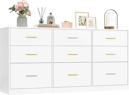 Custos Collection - Commode De Chambre, Armoire À Tiroirs Pour Dressing, Style Moderne, Meuble TV Pour Salon, 9 Tiroirs, 40 X 160,2 X 78 Cm, Blanc Nuage LTS419WB01