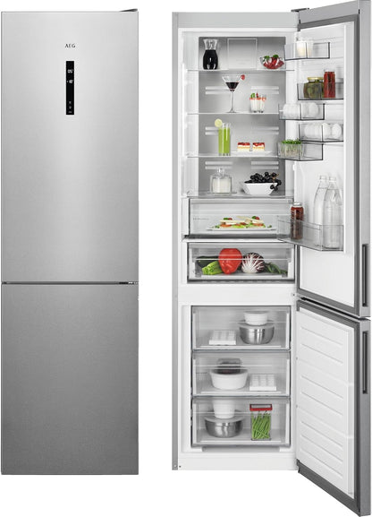 RCB736D5MX Réfrigérateur Combi 2,01 M, Dclass A+++, Customflex Cooling 360° Multiflow Twintech, Écran LED, Tiroir Extrachill, Poignée Intégrée, Lumières LED, Inox