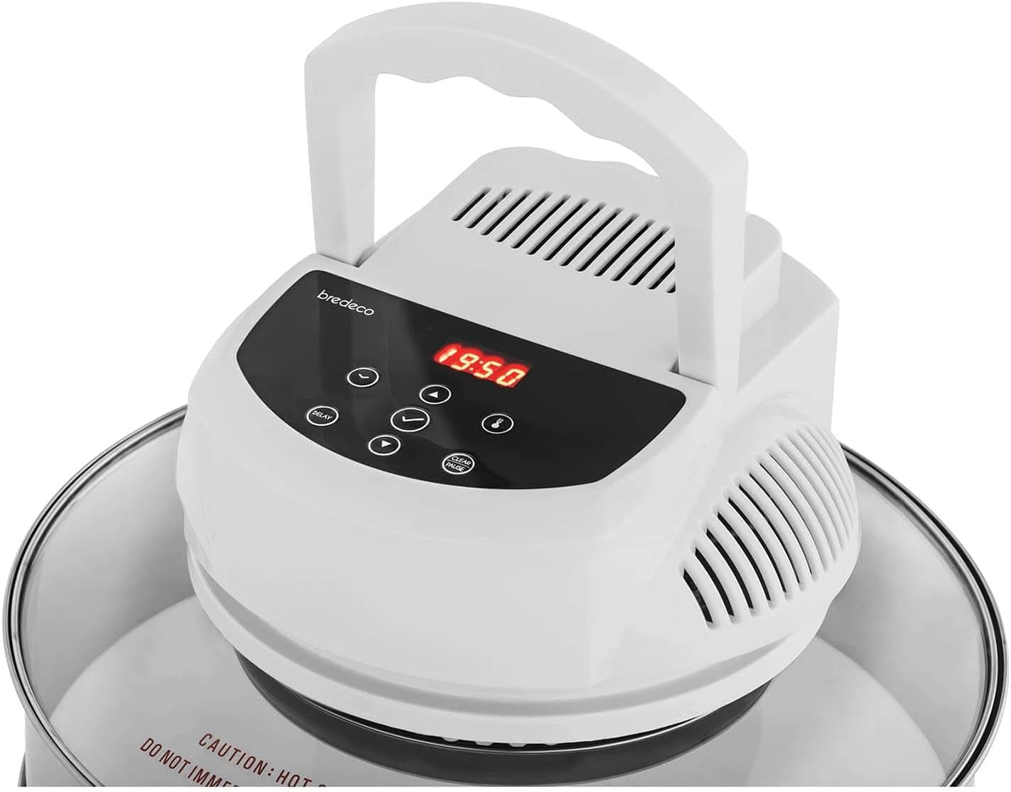 Bredeco Four Halogène Cyclone Cyclonique BCHO-17L-D (1400 W, 250 °C, 12+5 L, Récipient Ø 33,5 X 16,5 Cm, Avec Anneau D'Extension, Minuterie 180 Min)