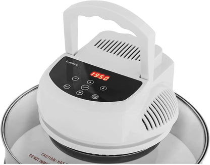 Bredeco Four Halogène Cyclone Cyclonique BCHO-17L-D (1400 W, 250 °C, 12+5 L, Récipient Ø 33,5 X 16,5 Cm, Avec Anneau D'Extension, Minuterie 180 Min)
