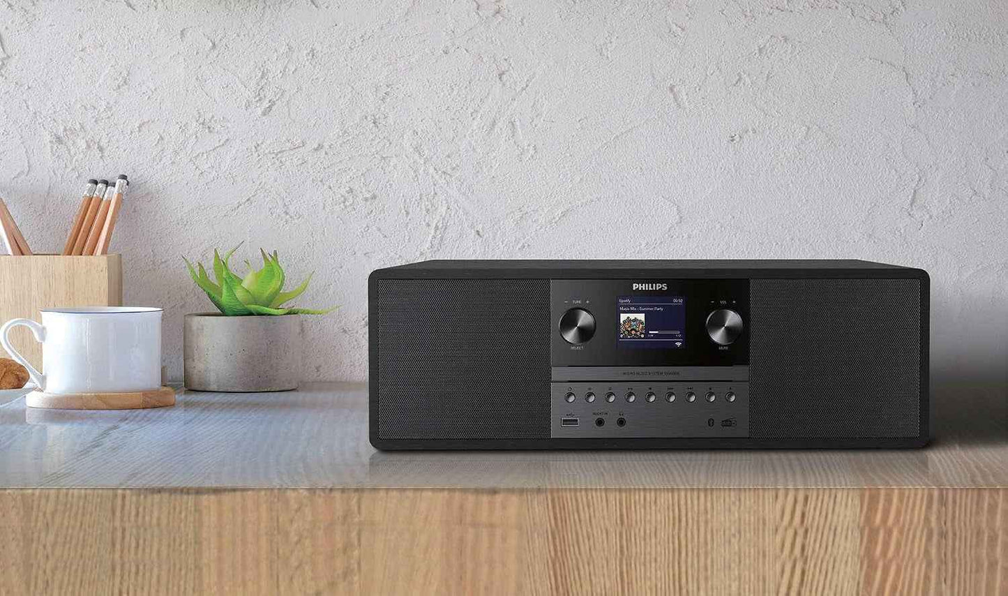 Micro Système Musical TAM6805, 50W Tout-En-Un Avec Radio Internet, Bluetooth, Spotify Connect, USB, Lecteur CD, Dab+, FM, Haut-Parleurs Bass Reflex – Système Audio Compact Pour Maison Et Bure