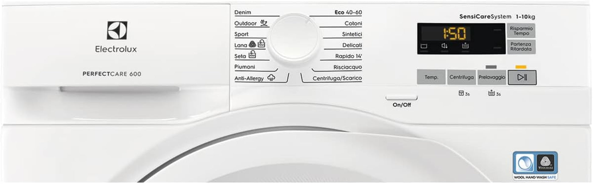 EW6F512U Machine À Laver À Chargement Frontal Perfectcare 600 Avec Technologie Sensicare System Avec Panier Doux Care 10 Kg, Classe A, Blanc [Classe D'Efficacité Énergétique A]