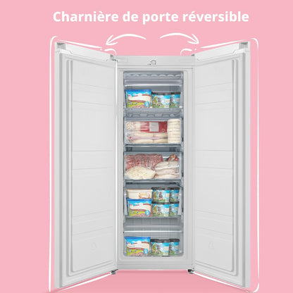 ' 160L Congélateur Armoire, Réglage De La Température, Blanc | Porte Réversible, 42 Db Silencieux, 183 Kwh/An, Thermostat Réglable, Pieds Ajustables, Puissance De Congélation Élevée