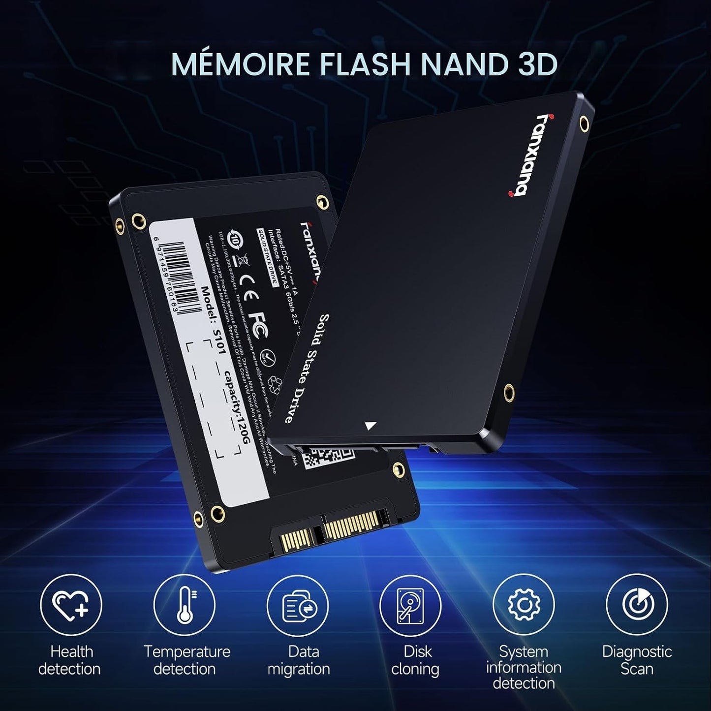 512Go SSD SATA III 6Go/S, SSD 2.5" 560Mo/S En Lecture, 3D NAND Disque SSD Interne Compatible Avec Ordinateurs Portables Et Ordinateurs De Bureau(S101Q)