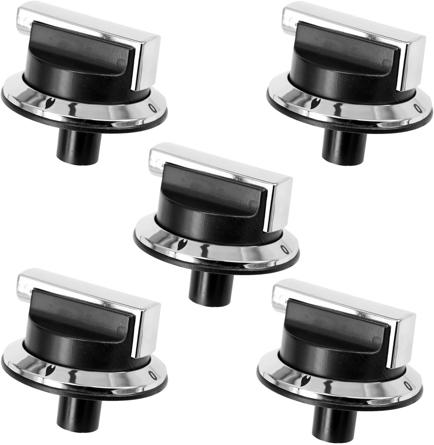 Lot De 5 Boutons De Commande Compatibles Avec Four/Cuisinière Rangemaster 90 100 110 DF Elite Professional - Noir/Chromé