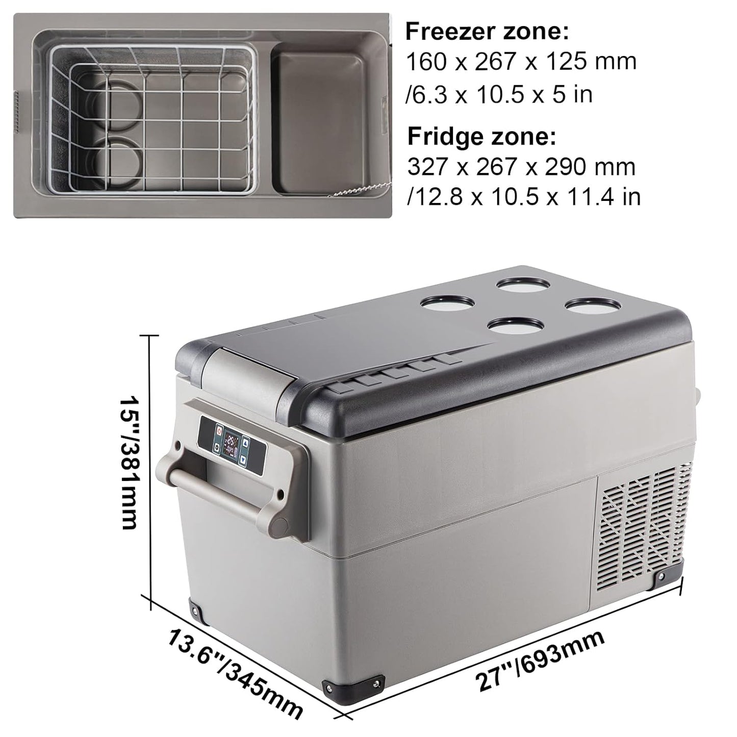 Réfrigérateur Thermique Portable 35 L, Réfrigérateur De Voyage Pour Voiture SH-CF35, Mini Réfrigérateur Pour Voiture, Avec Écran LCD