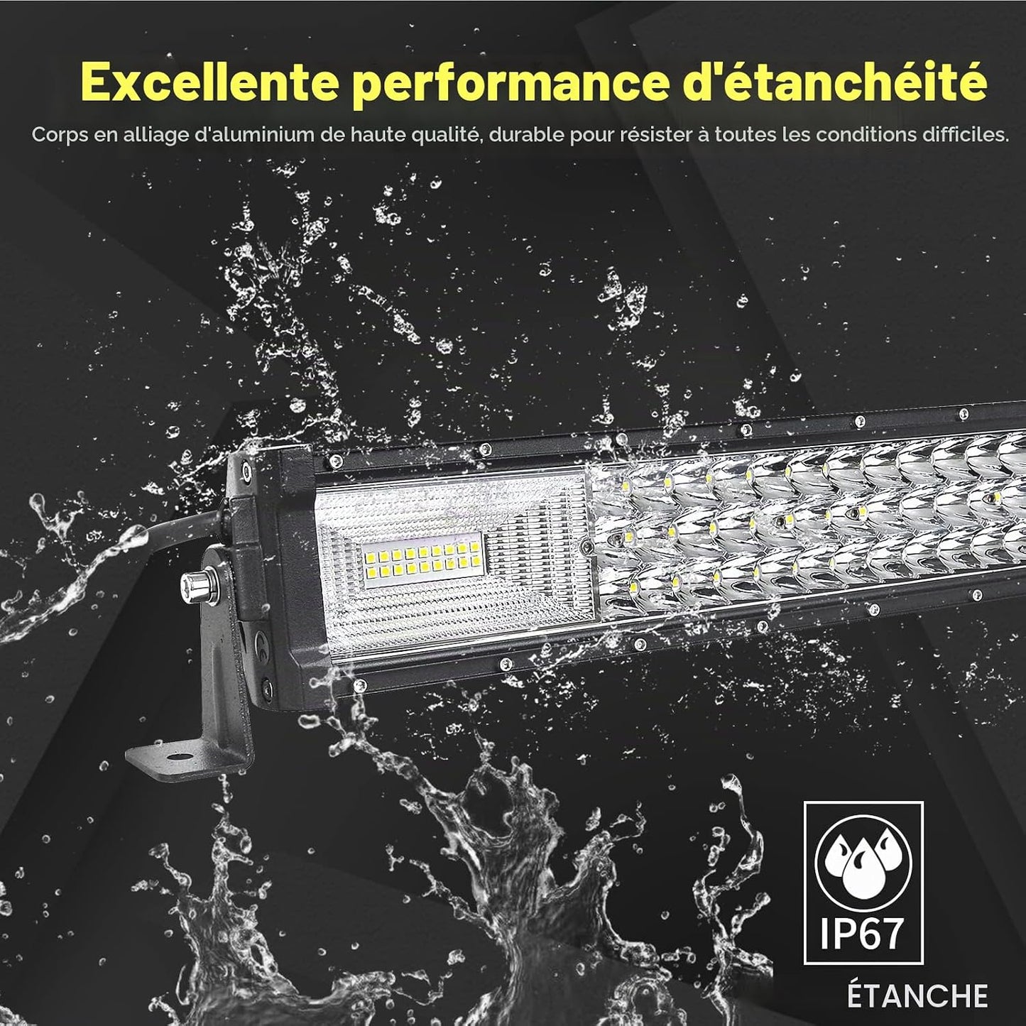 Rampe LED 132Cm 675W Barre LED 12V 24V Pour 4X4 Voiture Quad | LED Light Barre Lumineuse Avec Faisceau, 6000K Blanc, Étanchéité IP67, Pour Camion Tracteur Offroad Véhicule Bateau ATV