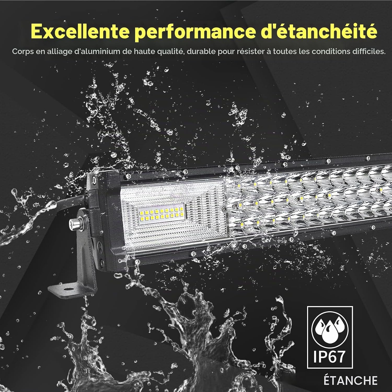 Rampe LED 132Cm 675W Barre LED 12V 24V Pour 4X4 Voiture Quad | LED Light Barre Lumineuse Avec Faisceau, 6000K Blanc, Étanchéité IP67, Pour Camion Tracteur Offroad Véhicule Bateau ATV