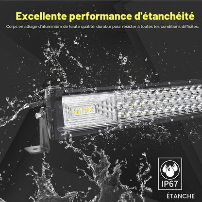 Rampe LED 132Cm 675W Barre LED 12V 24V Pour 4X4 Voiture Quad | LED Light Barre Lumineuse Avec Faisceau, 6000K Blanc, Étanchéité IP67, Pour Camion Tracteur Offroad Véhicule Bateau ATV