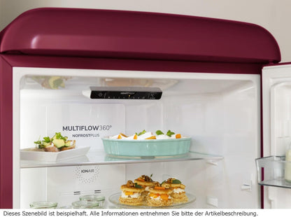Retro Collection ONRK 619 DR Retro - Réfrigérateur-Congélateur/194 Cm/Compresseur Inverseur/Nofrost Plus/Ionair/Crispzone/Réfrigérateur 204 L/Congélateur 96 L/EEK D/Bordeaux