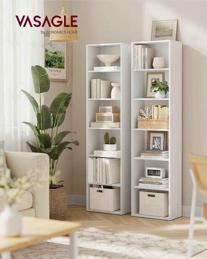 Custos Collection - Bibliothèque, Étagère Sur 6 Niveaux, Meuble De Rangement Ouvert, Étagère, Pour Salon, Bureau, Salle À Manger, Blanc Nuage LBC167T14