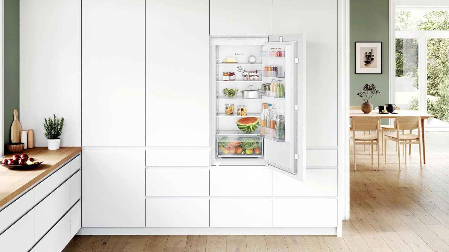 Bosch KIR41NSE0 Série 2 - Réfrigérateur, Encastrable, Coolairflow | 122,1 X 54,1 Cm, 204 L, Home Connect, Éclairage LED, Fonction Super Réfrigération, Noise Class B (30-35 Db)