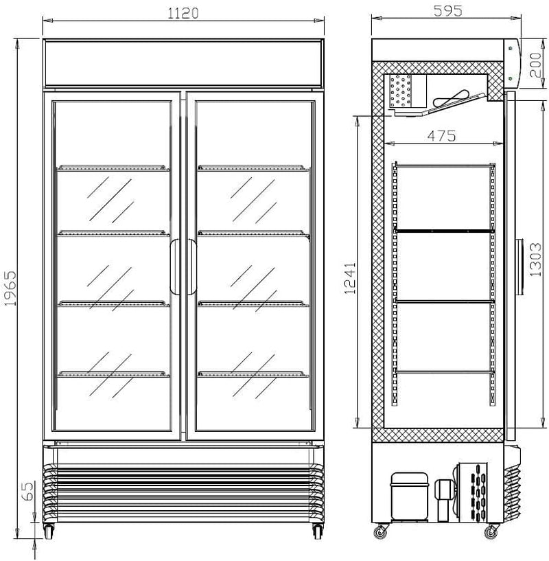 Armoire À Boisson 2 Portes Vitrées Coulissantes 750 L - Combisteel - R2902 Portesvitrée